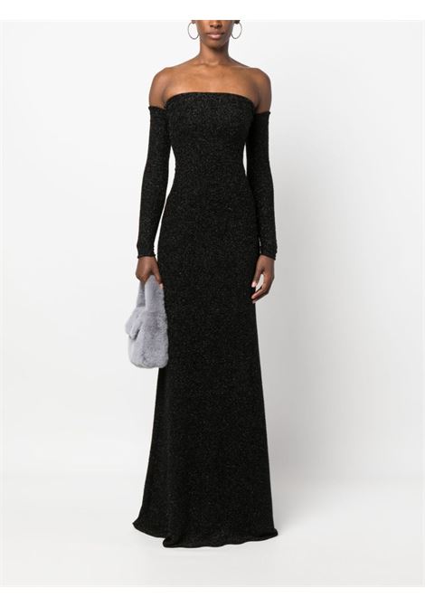 Black jerlure off-shoulder gown  - women BLUMARINE | A322A376AN0990