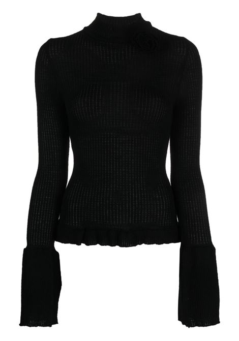 Maglione con applicazioni floreali in nero - donna BLUMARINE | A322M379AN0990