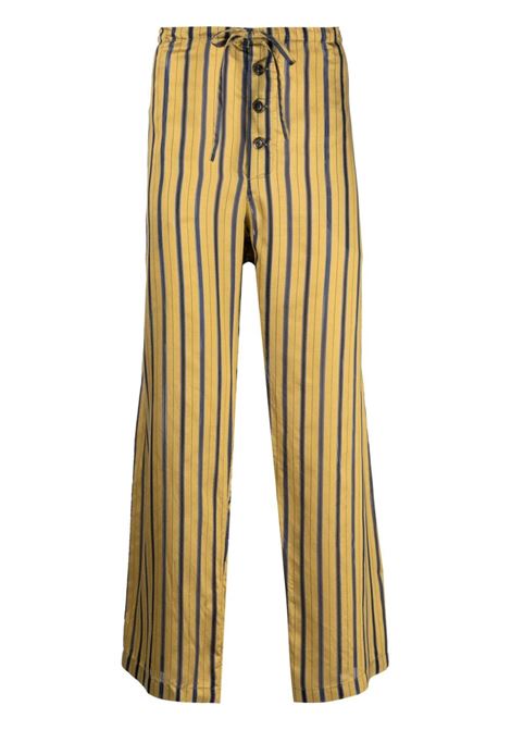 Yellow Alumni striped straight-leg trousers - men  BODE | MRF23BT100YLMLT