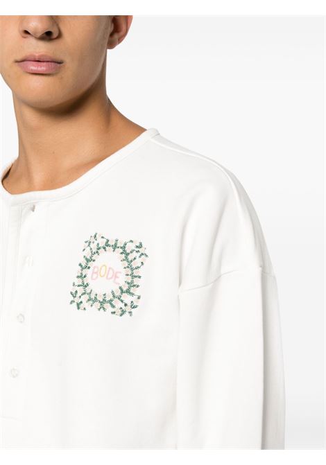 White Daisy Never Tell Henley T-shirt - men BODE | MRF23CS006CRM