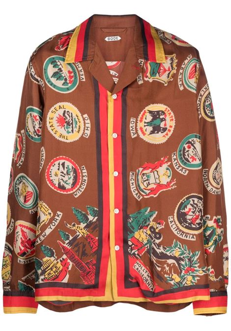 Brown and multicolour State Seal shirt - men BODE | MRF23SH049MLT