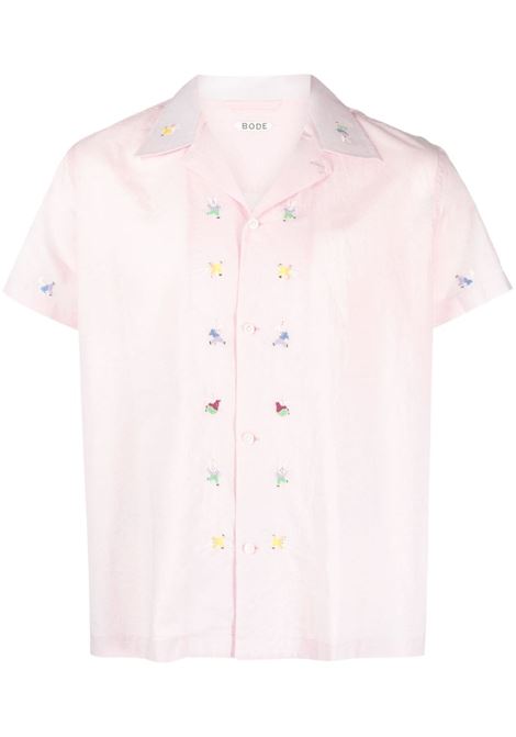 Pink Tumbler rabbit-embroidered shirt - men  BODE | MRF23SH073PNK