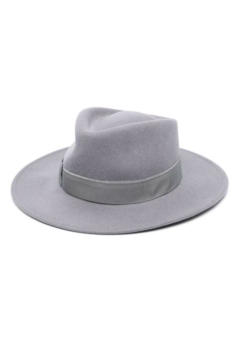 Cappello fedora con nastro con logo in grigio - donna BORSALINO | 2204327010