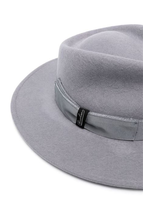 Grey logo ribbon-trim fedora hat - women BORSALINO | 2204327010