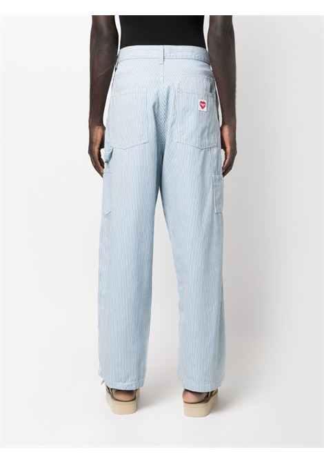 Blue logo-patch pinstriped jeans - men  CARHARTT WIP | I0321071ON02