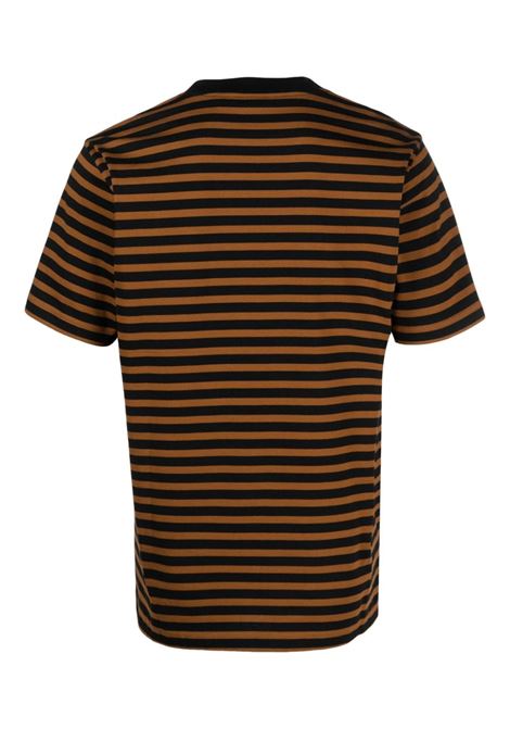 T-shirt a righe con applicazione in marrone e nero - uomo CARHARTT WIP | I0323111RHXX