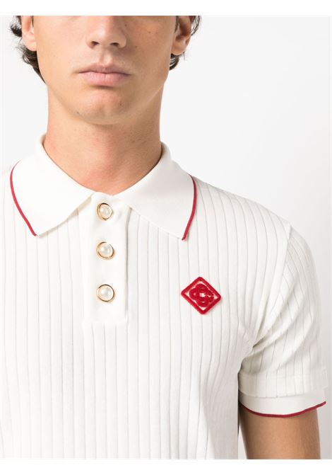 White knitted polo top - men CASABLANCA | MF23JTP15502WHT