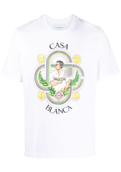 T-shirt Le Joueur in bianco - uomo CASABLANCA | MF23JTS00103WHT