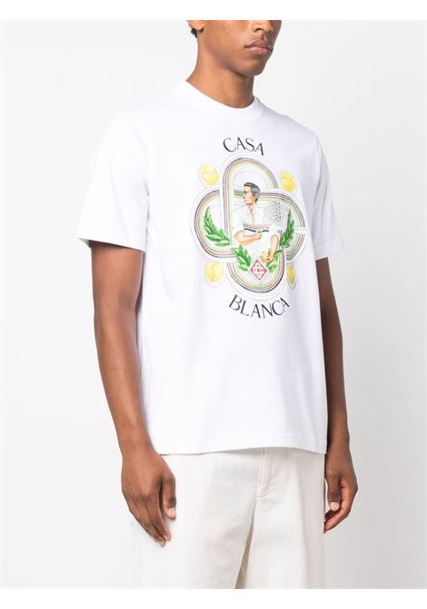T-shirt Le Joueur in bianco - uomo CASABLANCA | MF23JTS00103WHT