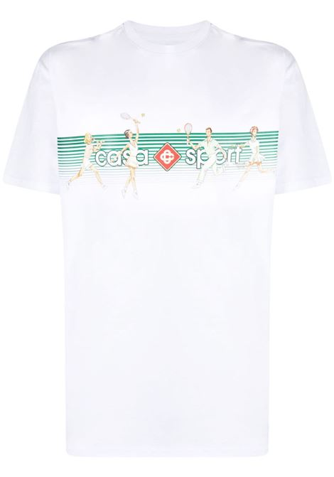 White logo-print T-shirt - men CASABLANCA | MF23JTS00111WHT
