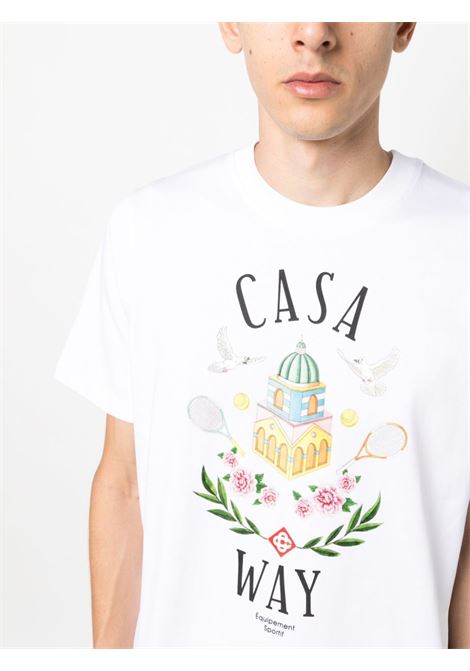White Casa way logo-print T-shirt - men CASABLANCA | MF23JTS00114WHT