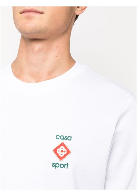 T-shirt con stampa Casa Sport in bianco - uomo CASABLANCA | MF23JTS00120WHT
