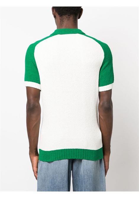 White and green logo-patch boucl? polo shirt - men CASABLANCA | MF23KW28901WHTGRN