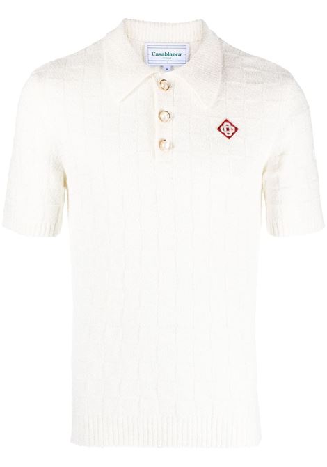 White logo-embroidered boucl? polo shirt - men CASABLANCA | MF23KW53701WHT