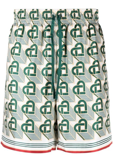 Shorts con monogramma in verde - uomo CASABLANCA | Bermuda | MF23TR01202GRN