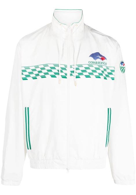 White Tennis Horizon-print zip-up track jacket - men CASABLANCA | UMF23JK03302WHT
