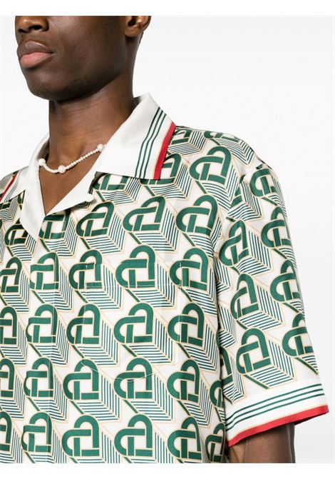 Green and white Heart Monogram shirt - unisex CASABLANCA | UMF23SH00305GRN