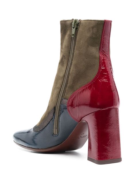 Khaki green, dark red and blue Okane 90mm ankle boots - women CHIE MIHARA | OKANEMLT