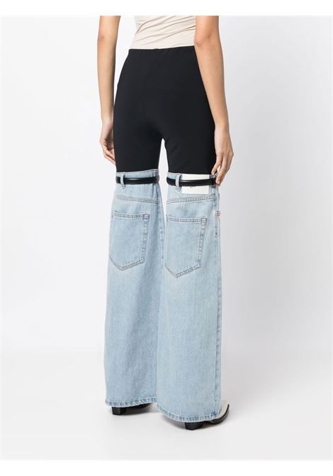 Black and blue denim hybrid flare trousers - women  COPERNI | COPP24245LGHTBL
