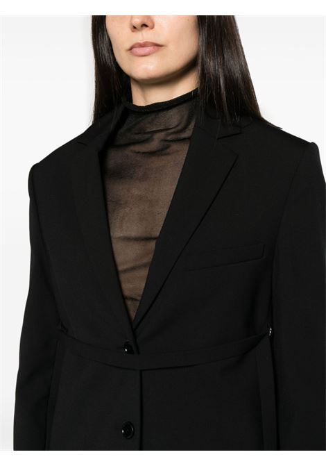 Black strap single-breasted blazer - women COURRÈGES | 323CVE054WV00469999