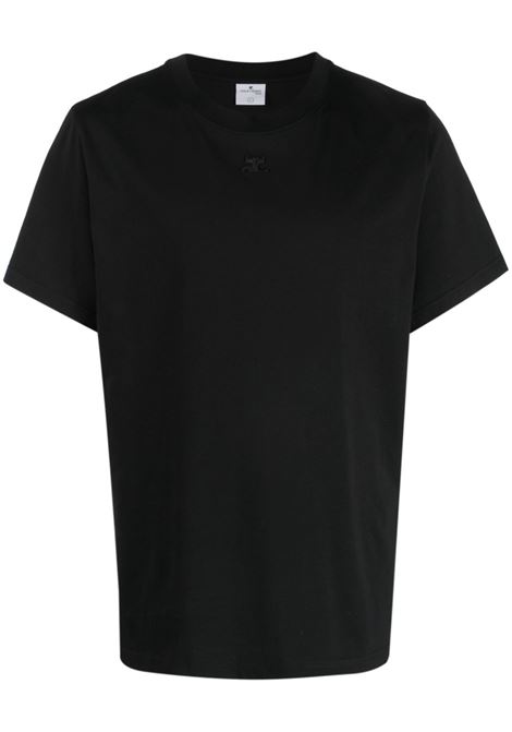 Black logo-patch T-shirt - men COURRÈGES | 323JTS008JS00719999