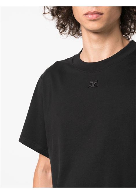 Black logo-patch T-shirt - men COURRÈGES | 323JTS008JS00719999