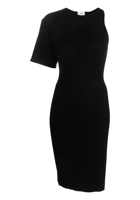 Black asymmetric ribbed-knit midi dress - women COURRÈGES | 323MRO203FI00019999