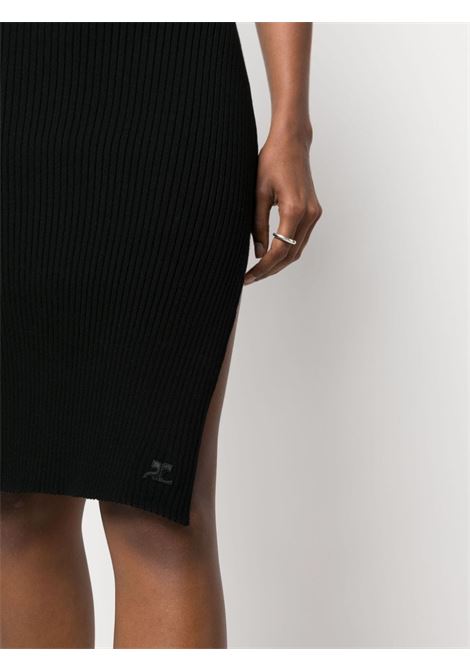 Black asymmetric ribbed-knit midi dress - women COURRÈGES | 323MRO203FI00019999