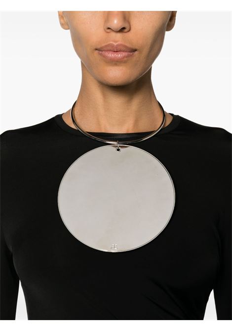 Silver circular-pendant tube necklace - women COURRÈGES | 423ACO006LA00019000
