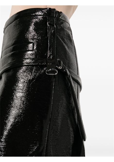 Black logo-embroidered vinyl midi skirt - women COURRÈGES | 423CJU127VY00149999