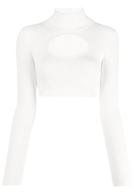 White logo-embroidered cut-out jumper - women COURRÈGES | 423MPU122FI00010001