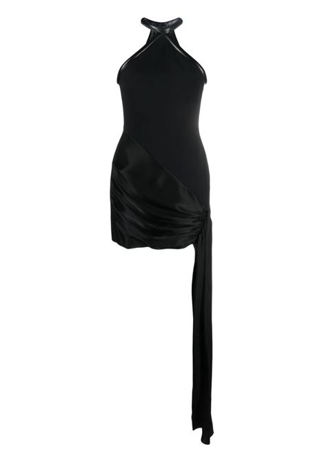 Black sleeveless halterneck draped minidress - women DAVID KOMA | PF23DK32DABLK