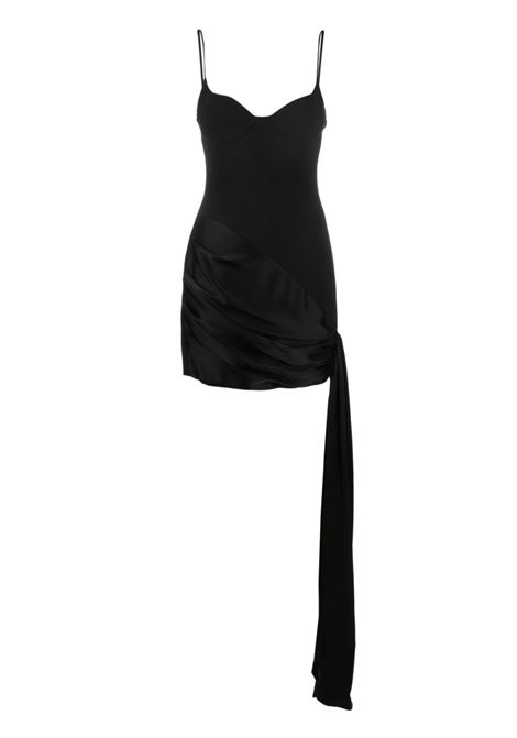 Black draped-skirt panelled minidress - women  DAVID KOMA | PF23DK55DBLK
