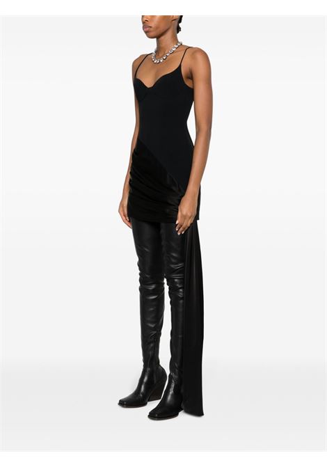 Black draped-skirt panelled minidress - women  DAVID KOMA | PF23DK55DBLK