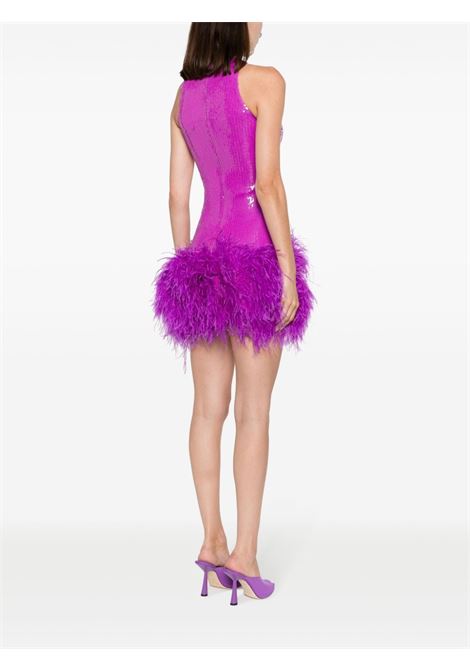 Purple feather-trim sequined minidress - women DAVID KOMA | PF23DK72DVLT