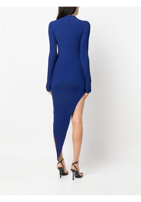 Blue asymmetric cut-out ribbed dress - women DAVID KOMA | PF23DKKN15DNVYSLVR