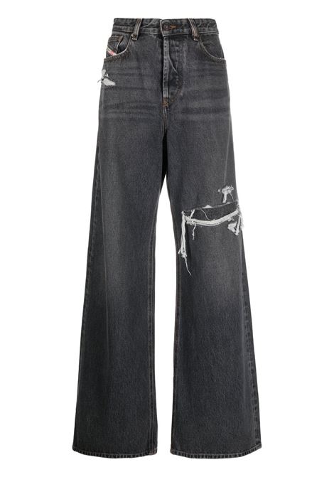Grey distressed low-rise wide-leg jeans - women DIESEL | A06925007F602