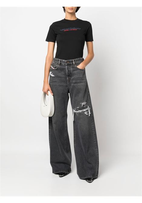 Grey distressed low-rise wide-leg jeans - women DIESEL | A06925007F602