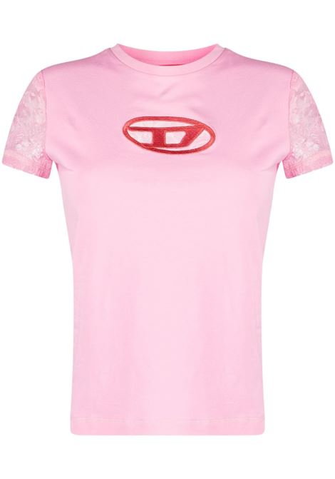 Pink floral lace-appliqu? crew-neck T-shirt - women DIESEL | A108380AFAA368A