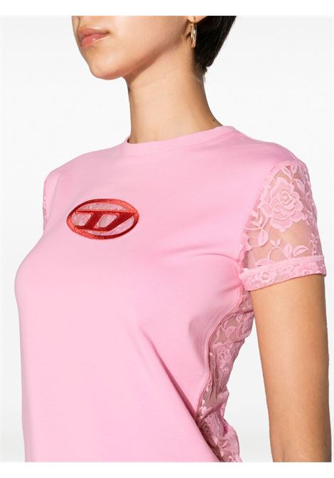 T-shirt con decorazioni in pizzo in rosa - donna DIESEL | A108380AFAA368A
