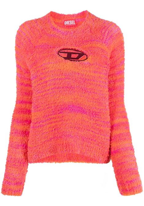 Maglione con placca logo in rosa e arancione - donna DIESEL | A111610BMAG3CX