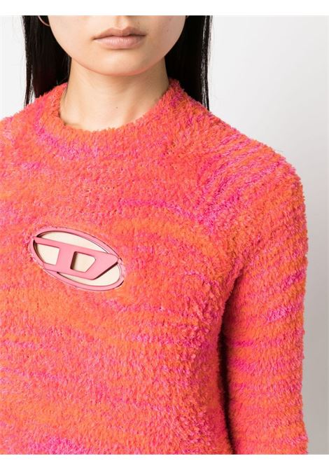 Maglione con placca logo in rosa e arancione - donna DIESEL | A111610BMAG3CX