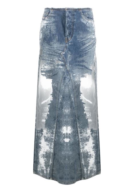 Blue semi-sheer panels denim maxi skirt - women DIESEL | A12552068JH01