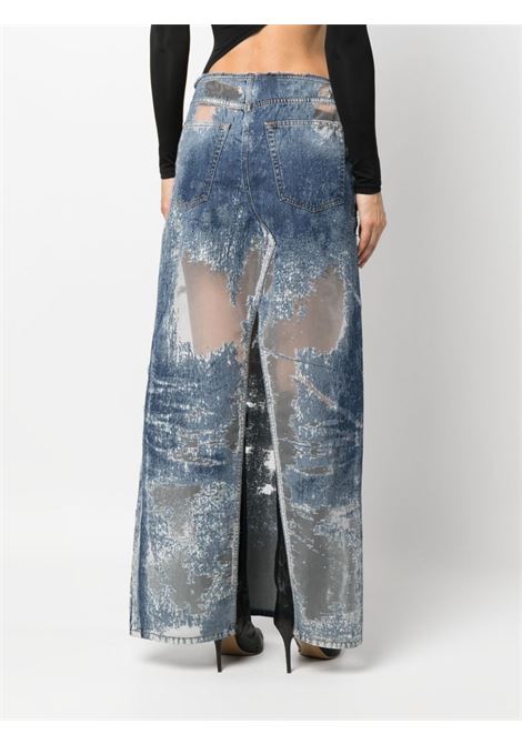 Blue semi-sheer panels denim maxi skirt - women DIESEL | A12552068JH01