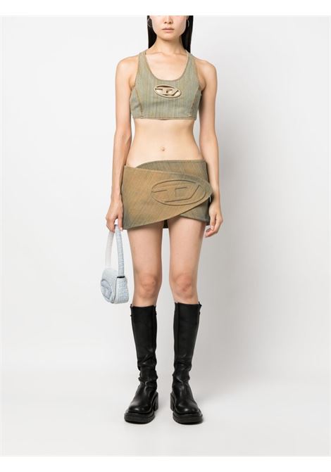 Brown logo-embossed denim mini skirt - women DIESEL | A1256609I0701
