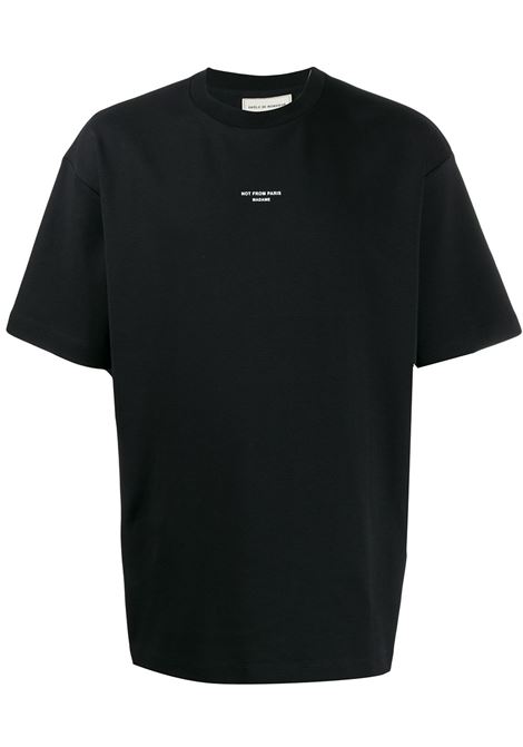 Black slogan-print short-sleeve T-shirt - men DRÔLE DE MONSIEUR | PERMP01BL