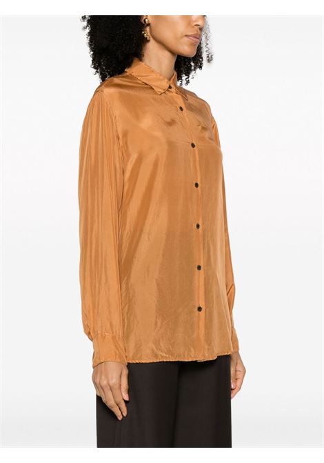 Brown Clavelly satin-finish shirt - women  DRIES VAN NOTEN | 2320107037149701