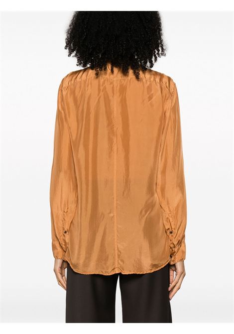 Brown Clavelly satin-finish shirt - women  DRIES VAN NOTEN | 2320107037149701