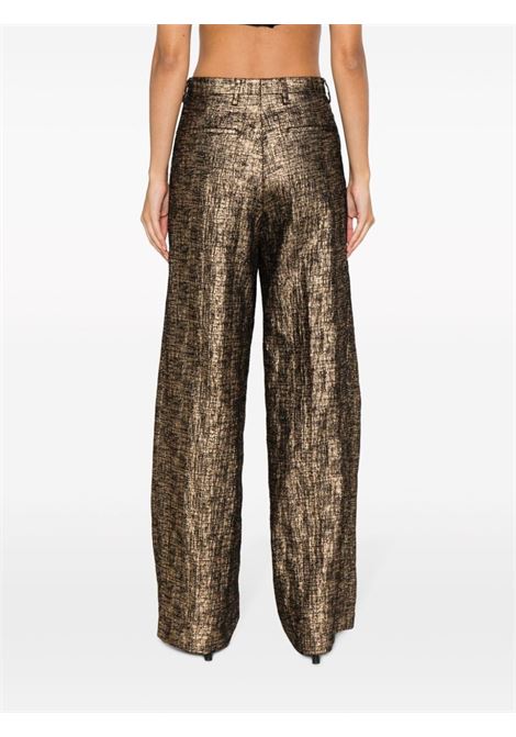 Pantaloni con effetto metallico porter in oro - donna DRIES VAN NOTEN | 2320109207076954