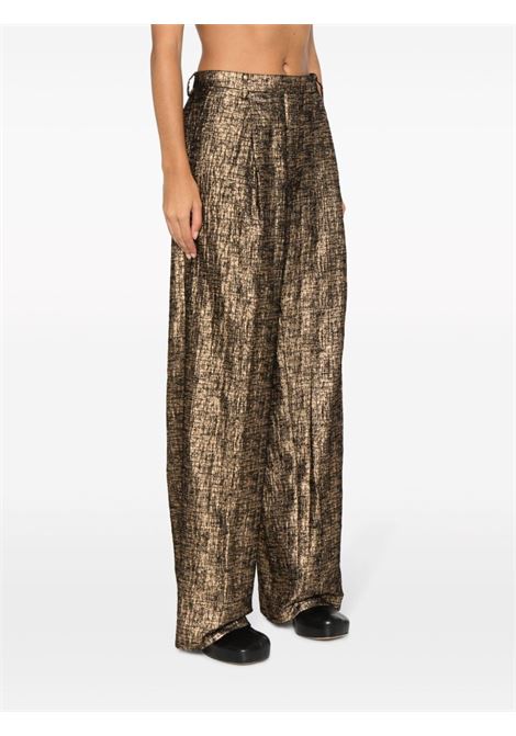 Pantaloni con effetto metallico porter in oro - donna DRIES VAN NOTEN | 2320109207076954